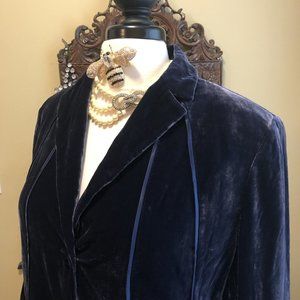 Jones New York 18W Sapphire Blue Velvet Jacket Blazer